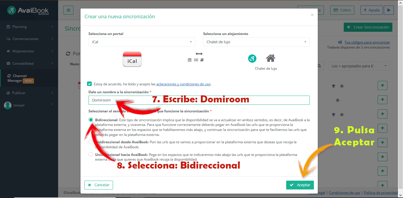 Avaibook Bidireccional Domiroom