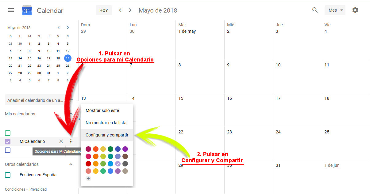 sincronizar calendario con domiroom paso 1